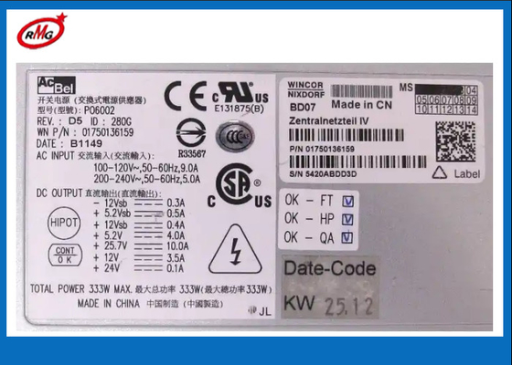 01750136159 ATM 기계는 Wincor Nixdorf 전원 공급 장치 333W ACBEL P06002를 분해합니다